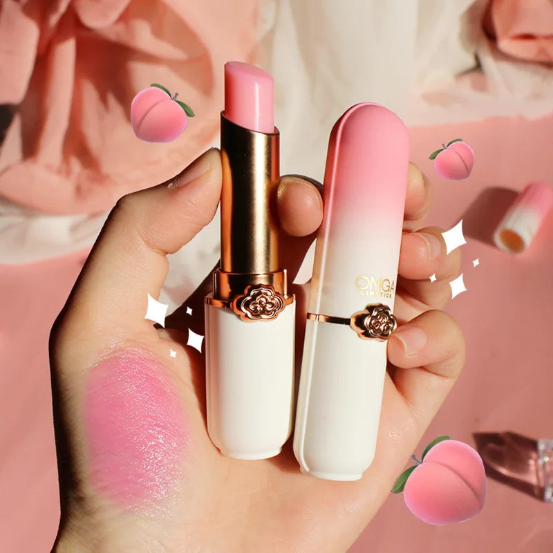 Peach Color Lip Balm Crystal Temperature Change Lipstick