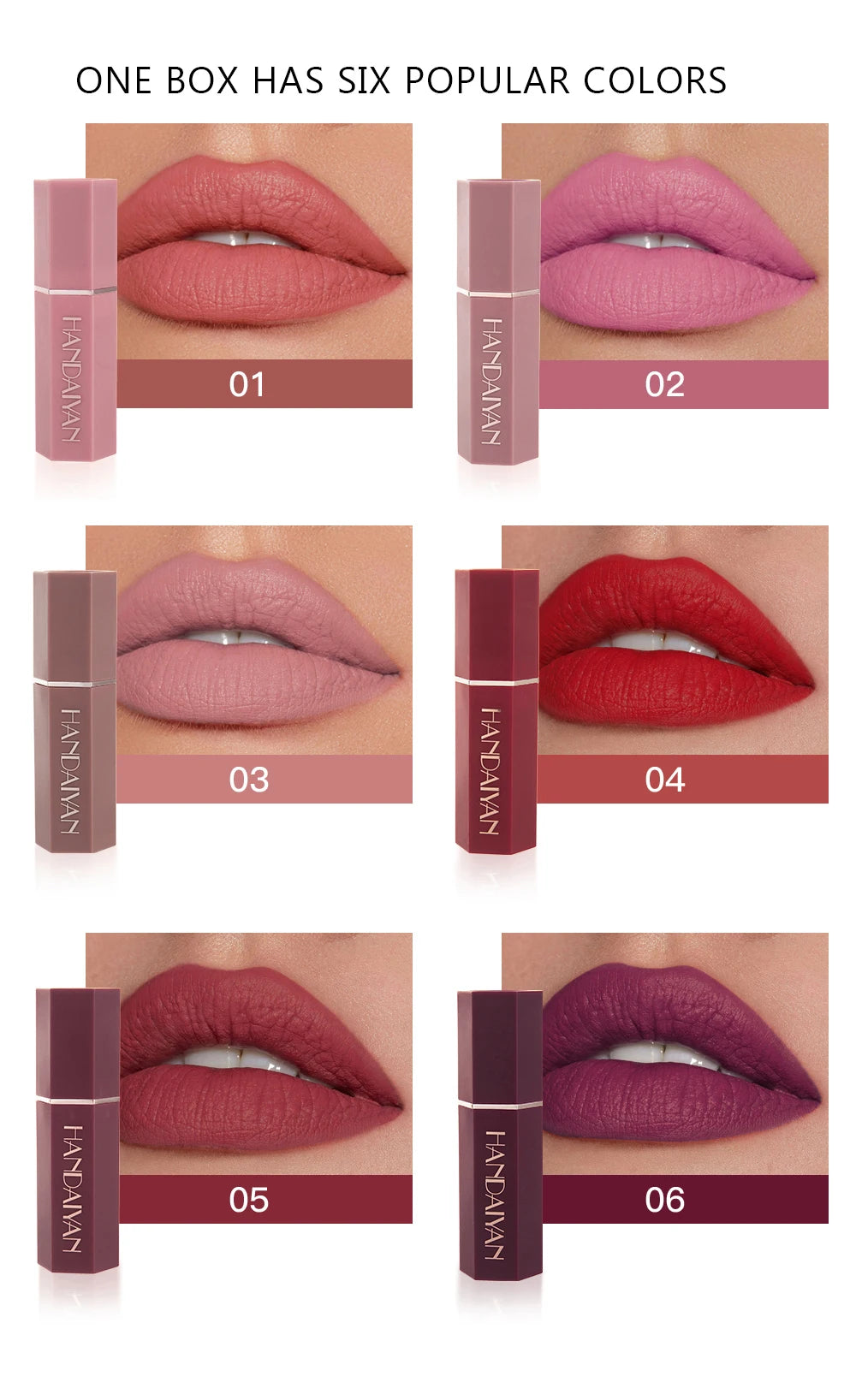 6-Color Matte Lipstick Set